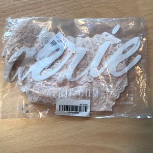 AERIE blush pink lace thong size Large